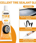 Total Game Changer for Emergency Flat Repairs Featuring 40 Piece Tire Plug Kit and Three Tubes of Thick Black Tire Sealant to Caulk Screw Holes and Nail Punctures in Tubeless Treads Super Fast, 10ml tire repair glue tube.