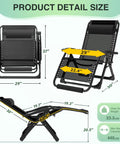 Oversized Zero Gravity Lounge Chair 29 Inch XL With Removable Cushion And Headrest Reclining Camping And Patio Chair dimensions