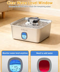 Huge 4 Gallon Dog Water Fountain For Large Dogs And Multi-Pet Homes Stainless Steel Pet Fountain with Water Window