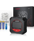 Heavy Duty Digital Angle Gauge With Freakin Precise Readings And Hella Strong Magnetic Backing Optimized For Rapid Framing Layouts And Hassle Free Weekend Projects in black with user manual and batteries.