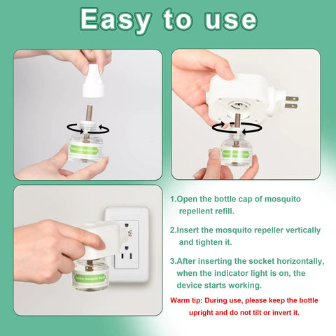 Plug In Mosquito Repeller For Indoor Use, Electronic Insect Repellent With 20 Foot Protection Zone, One Click Setup