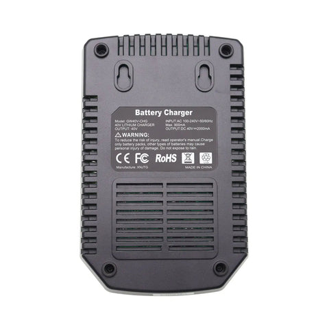 Back view of 40V Battery Charger For Greenworks Compatible 2A Fast Charge With LED Indicator Works With 29482 29462 29472
