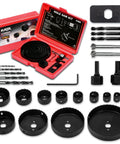 Beast Hole Saw Kit With 27 Piece Set Including 13 Blades From Three Quarter Inch To Five Inch Mandrels Hex Key Drill Bits And Storage Case