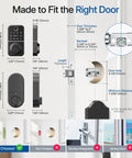 Hassle Free Smart Keyless Deadbolt With Touch Screen Fingerprint Reader And Mobile App Access Rock Solid Front Door Lock Setup dimensions and fit guide.