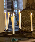 Battery Operated Flameless Taper Candles With Remote And Timer, Realistic 3D Flickering Flame, Ivory Dripless Floating Window Candles