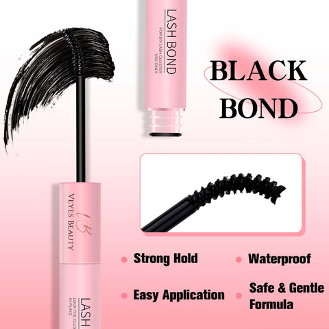 2 In 1 Lash Bond And Seal Waterproof Eyelash Glue With Spiral Brush and Black Bond Formula for Extensions