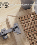 Rock Solid 50 Pack Full Overlay Soft Close Concealed Hinges For Cabinet Doors Black Titanium Plated Finish installed on wooden door