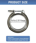 2.75 Inch V Band Clamp With Flange Set Stainless Steel for Turbo Exhaust Downpipes, fit for 2.75 inch flange