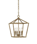 Four Light Pendant Light in Gold Champagne Leaf Finish, dimmable with standard wall dimmer, UL listed, ceiling fixture view