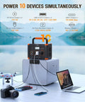 Off Grid Ready 519Wh Portable Power Station With 2 110V AC Outlets 500W Continuous Power Peak 1000W powering devices outdoors