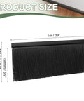 1m heavy duty door sweep brush with black polypropylene bristles for sealing gaps on entry doors.