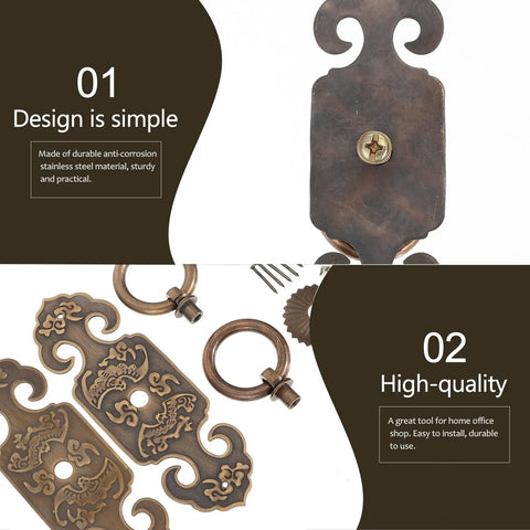 Solid Brass Cabinet Pulls 2 Pack Chinese Style Drawer Handles Antique Copper Finish Thickened Door Pulls For Wardrobe