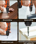 20V Cordless Drill Driver Set With Battery And Fast Charger LED Light 25 Plus One Torque Settings for wood, metal, and ceramic drilling