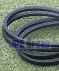 Heavy Duty Replacement Belt For Industrial Equipment One Half Inch By Eighty Six Inch High Performance V Belt With Seamless Fit Built Tough Durable Materials To Boost Efficiency And Cut Downtime Model GRT998 5486 Compatible black V belt coiled on green surface