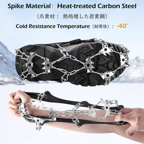 Grippy Ice Cleats For Boots And Shoes With Stainless Steel Micro Spikes, Snow Traction Grips, XL size with TPE rubber body
