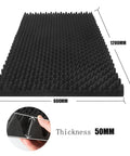 Killer 4 Pack Acoustic Foam Panels 48 X 24 X 2 Inch Egg Crate Sound Proofing Wedges for studio use, showing dimensions 1200 x 600 mm.
