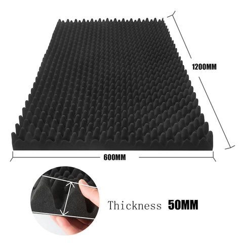 Killer 4 Pack Acoustic Foam Panels 48 X 24 X 2 Inch Egg Crate Sound Proofing Wedges for studio use, showing dimensions 1200 x 600 mm.