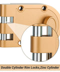 Heavy Duty Double Cylinder Door Lock With Jimmy-Resistant Design That Deters Forced Entry By Spreading Door Frames, Gold Finish