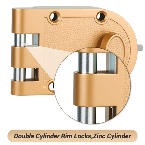 Heavy Duty Double Cylinder Door Lock With Jimmy-Resistant Design That Deters Forced Entry By Spreading Door Frames, Gold Finish