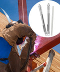 Heavy Duty Professional Grade Round Soapstone Pencils With Secure Grip Holder And Full Refill Pack For Welding Metal Shop Fabrication Textile Marking Built Tough No Sweat Layout Chalk Tools shown being used in a welding environment.