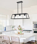 Farmhouse Chandelier Lighting Three Light Clear Glass Shade Pendant for Dining Room Foyer and Kitchen Island Rustic Black Industrial