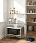Adjustable Four Tier Wire Shelving Unit With Black Metal Frame And Plastic PP Shelves For Kitchen Pantry Laundry And Utility Storage NSF Certified Narrow Space Saver 43.9 Inches High 17.3 Inches Wide 11.4 Inches Deep holding kitchen items