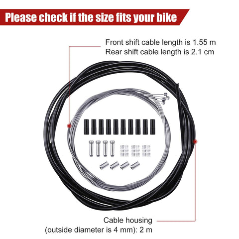 4 Pack Bike Gear Cables Kit For Mountain And Road Bikes Universal Shift Cables With PVC Coated Stainless Steel Wire