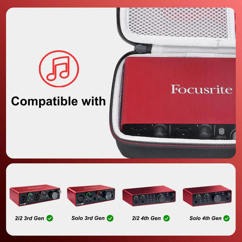 Open Road Ready Tough EVA Case For Focusrite Scarlett 2i2 4th Gen And Solo 4th Gen And 2i2 3rd Gen And Solo 3rd Gen showing interface fit