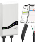 Top Shelf Level 2 EV Charger With Smart Power Tech And A Dead Solid 48 Amp Draw To Keep Your EV Fully Charged Featuring A Heavy Duty 25 Foot Cord Perfect For Teslas And Nacs Rides In Pure White with smart controls and connectors.