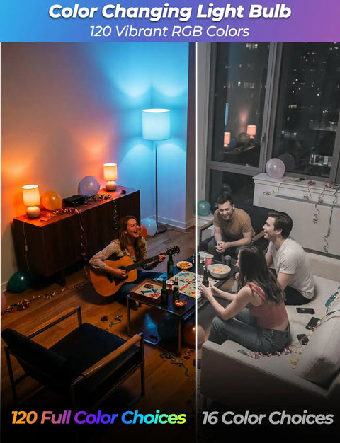Color Changing LED Bulb With Remote Control For Dope Mood Lighting, 120 Colors, 5700K Daylight White, 70 Watt Equivalent, RGBW And White, Timing Function, A19 E26 Edison Screw, 2 Pack