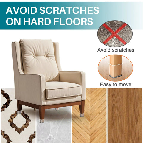 Square Silicone Felt Chair Leg Protectors Set Of 24 For Hardwood Floors Fits Square Furniture Legs From 27 To 40 Mm visual guide