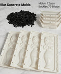 38 By 13 Inch Concrete Pillar Molds For Balcony And Garden Balusters Beefy Heavy Duty 6mm Thick Reusable ABS Cement Form Durable Weatherproof For Outdoor DIY Columns And Long Lasting Concrete Creations shown with molds and buckles on marble surface.