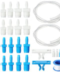 Pro Grade Brake Bleeder Kit For Cars And Motorcycles With 22 Inch Clear Hose 12 Adapters In White And Blue Clips PTFE Tape