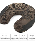 Steampunk Gear Travel Pillow U Shaped Neck Pillow For Office And Flight Comfort with gear pattern design