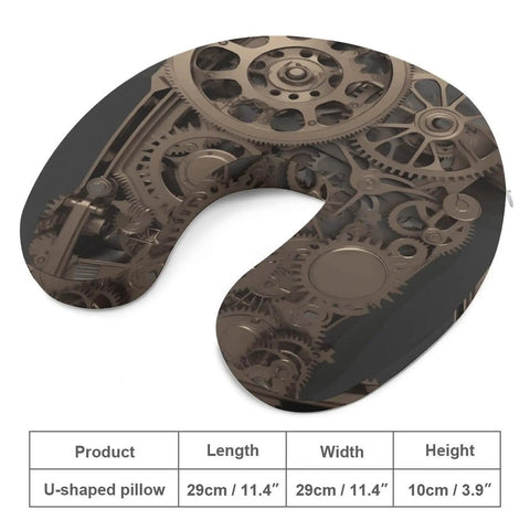 Steampunk Gear Travel Pillow U Shaped Neck Pillow For Office And Flight Comfort with gear pattern design