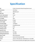 Specification sheet for 2Pcs Pro Grade IR Break Beam Sensor Through Beam Photoelectric Switch 5mm LED Counting Module.