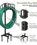 Freestanding Garden Hose Holder for Outdoor Use Sturdy Heavy Duty Metal Water Hose Hanger and Storage Stand Black Keeps Hoses Neat No Fuss Tangle Free Easy To Move Weather Resistant Yard Rack