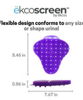 60 Day Premium Anti Splash Urinal Screen With Berry Scent Deodorizer, Long Lasting Odor Control, purple screen dimensions.