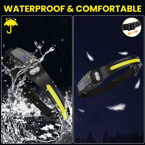 3 Pack Rechargeable LED Headlamps With 7 Modes And Red Light For Adults, ultra bright waterproof feature, black band
