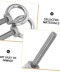 Close-up of Heavy Duty Stainless Steel Eye Bolts With Nuts And Washers For Concrete Lifting Rigging and Outdoor Anchoring.