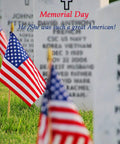 25 Pack Small American Flags On 12 Inch Wooden Sticks With Antique Bronze Spear Top 5x8 Inch at a Memorial Day cemetery