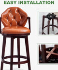 Beefy 6.25 Inch Heavy Duty Bar Stool Swivel Plate Replacement with Square Turntable, installation on brown bar stool.