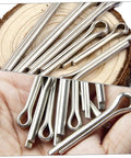 220 Piece Cotter Pin Assortment Kit For Automotive Workshop And Engine Repairs, DIY Friendly And Easy To Use Dowel Hardware Set With Mixed Sizes For Cars, Trucks, And Fast Fixes, silver cotter pins in hand