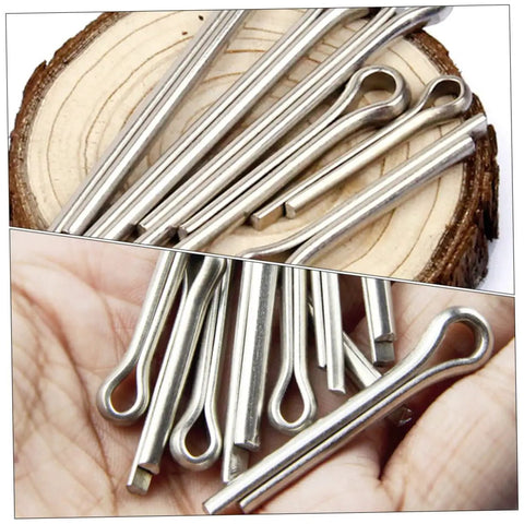 220 Piece Cotter Pin Assortment Kit For Automotive Workshop And Engine Repairs, DIY Friendly And Easy To Use Dowel Hardware Set With Mixed Sizes For Cars, Trucks, And Fast Fixes, silver cotter pins in hand