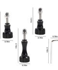 Aluminum Thumb Screw Bolts 3 Pack For GoPro Hero Cameras And Action Cams Mounts On Tripods And Monopods Two Short One Long