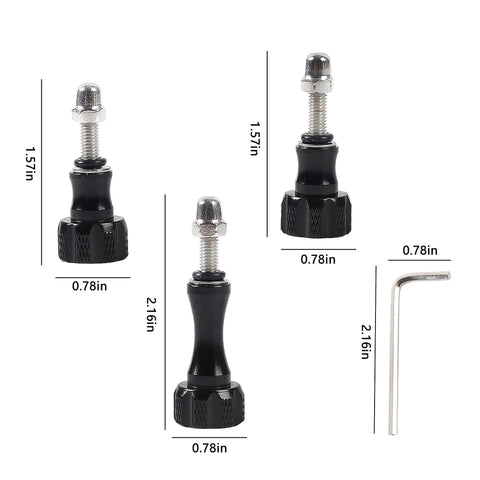 Aluminum Thumb Screw Bolts 3 Pack For GoPro Hero Cameras And Action Cams Mounts On Tripods And Monopods Two Short One Long