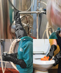 Heavy Duty Chemical Resistant Gloves For Tough Industrial Jobs And Stubborn Household Grime, Extra Large Black Latex Hand Savers in use.