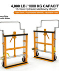 1800 Kg Hydraulic Machinery Mover And Furniture Dolly For No Sweat Heavy Duty Equipment Transport With Adjustable Forks And Foam Pads, 2 Piece Cabinet Mover For Safes And Cupboards, Smooth Warehouse Moving, two-piece mover
