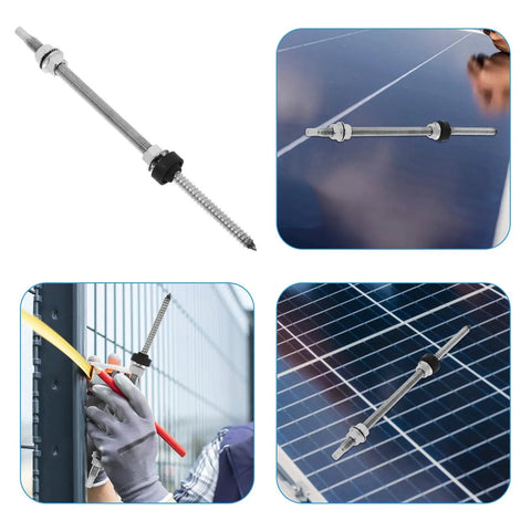 Tough As Nails Stainless Steel Solar Hanger Bolts With Dual Thread Adjustable Height For Zero Sag PV Mounting and Easy Outdoor Garden Gate Bracket Projects with installation