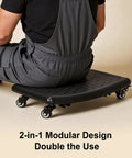 Person using 2 In 1 Rolling Mechanic Stool And Creeper Seat With Modular Removable Cushion Tool Tray Heavy Duty 300 Lbs Capacity